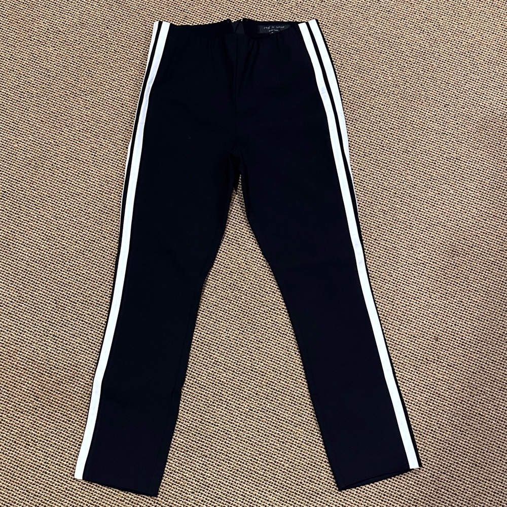 rag & bone Black Pants with White Stripes